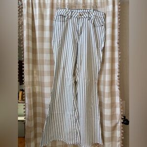 Judy Blue Cream Pants with Navy Pinstripes